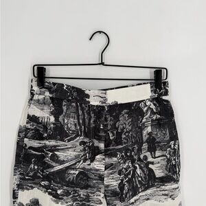Cos French Toile Artwork Printed Straight Leg Linen Trousers